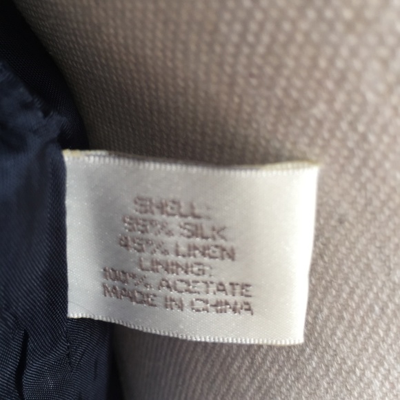 Navy silk blazer with natural shell button sz 1/2 - Picture 6 of 6